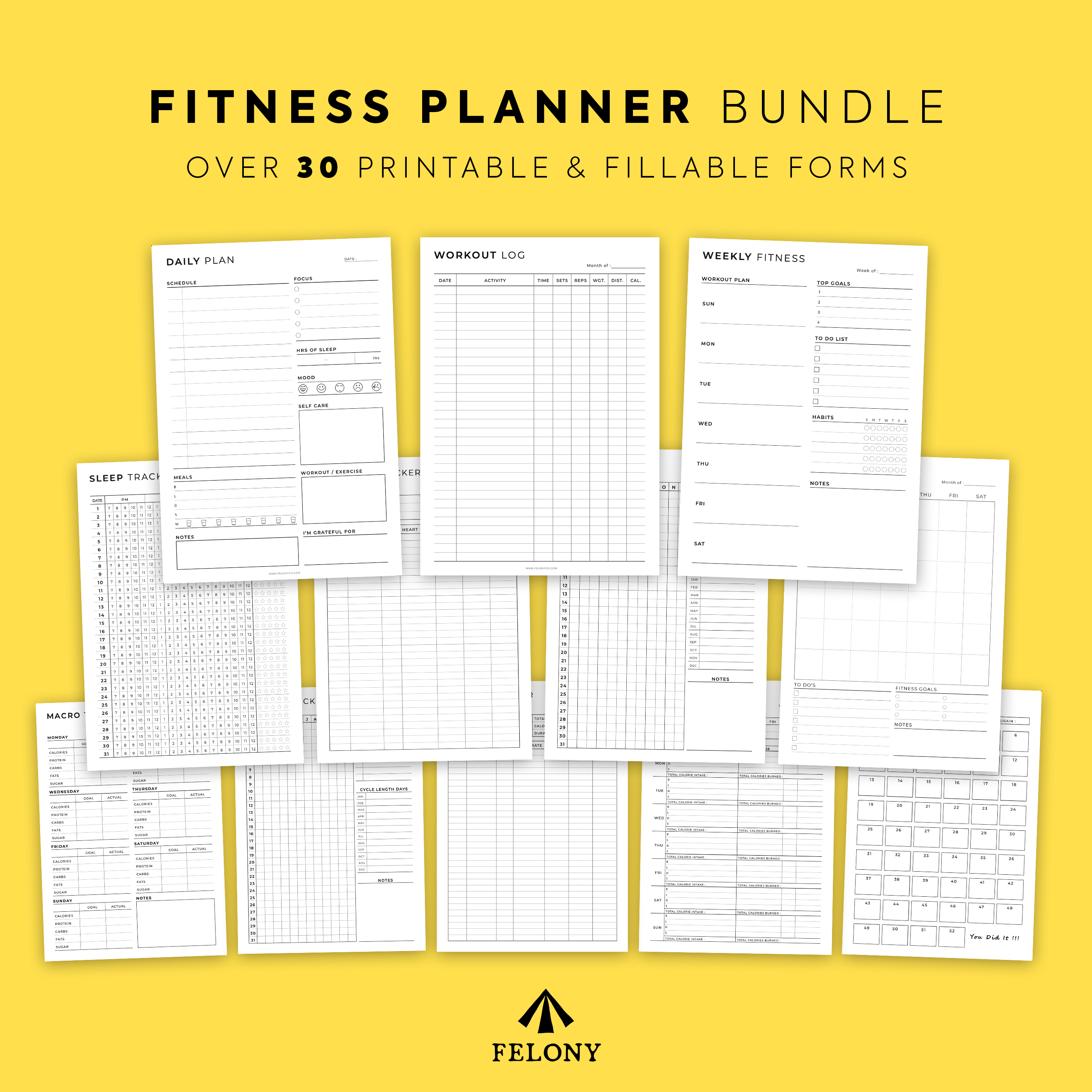 Fitness Planner | Over 30 Printable and Fillable Forms